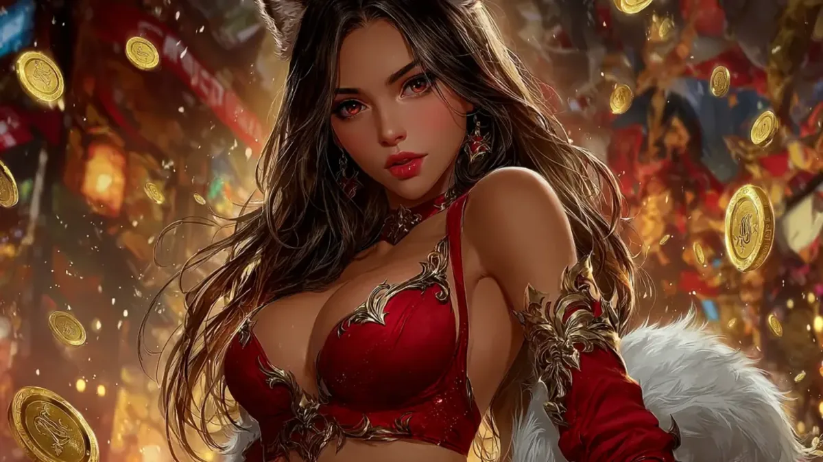 Uma mulher em primeiro plano com um homem e uma interface de apostas esportivas atrás dela, ao lado de um logotipo brilhante que diz SPORT BONUS em letras de néon.